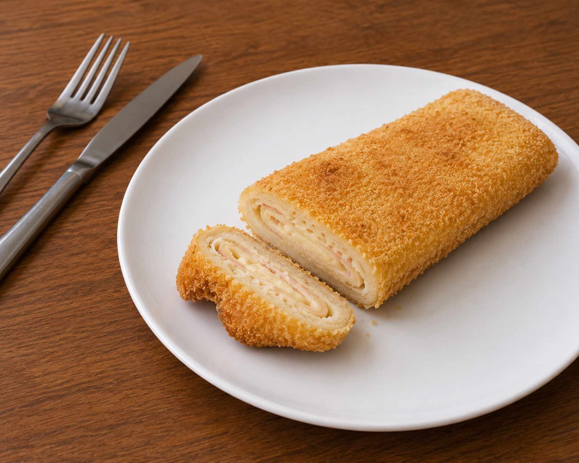 Vyprážané palacinky plnené syrom a šunkou